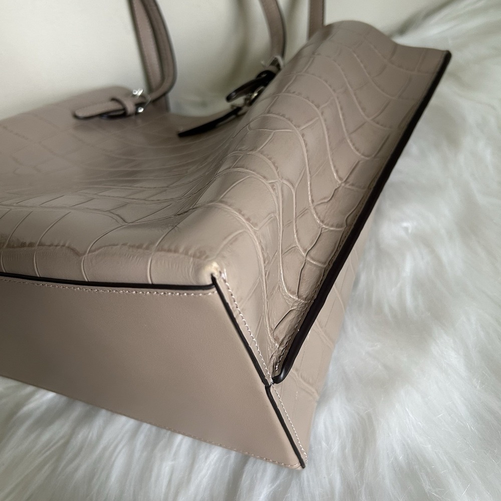 Coach Mollie Tote Taupe Crocodile Embossed Leather Shoulder Bag 1665 - Picture 5 of 16